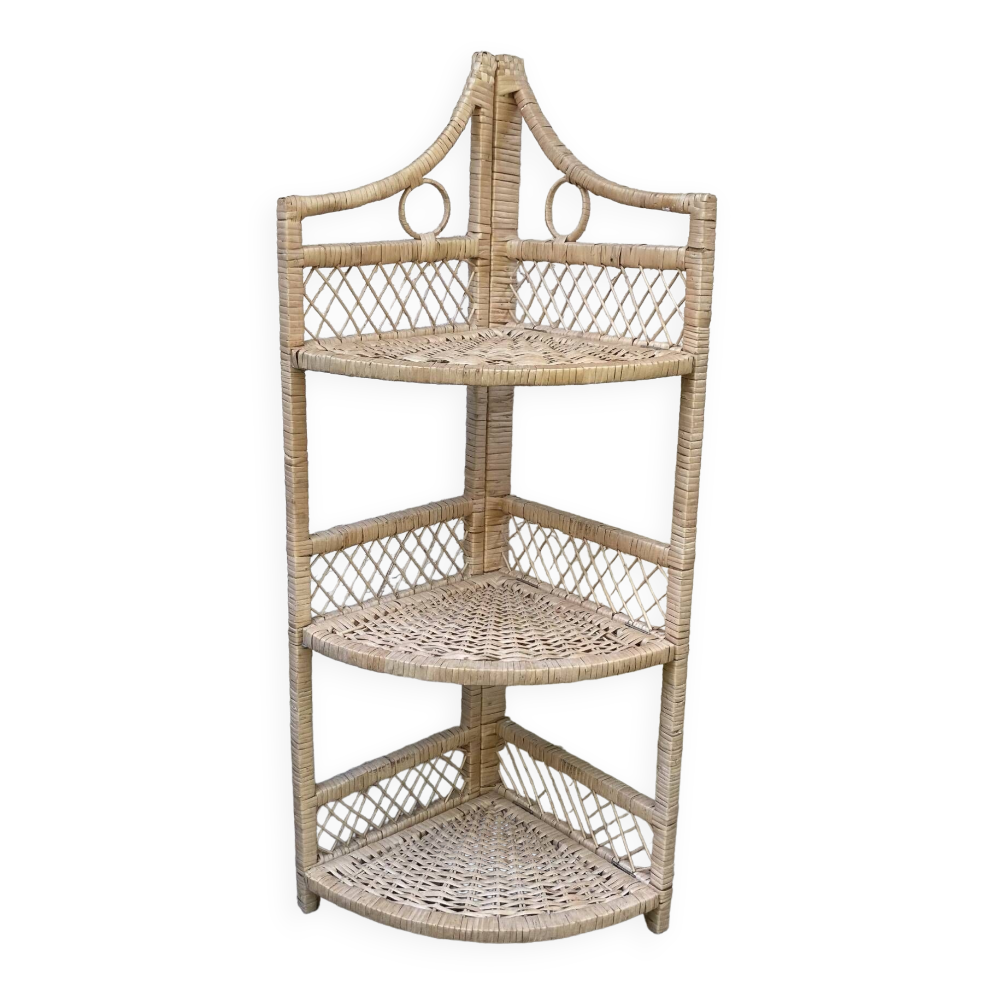 Vintage rattan corner shelf