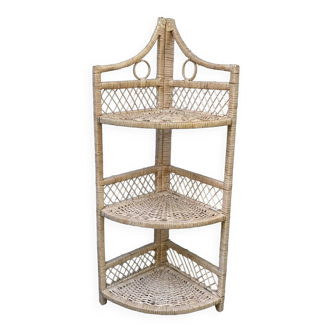 Vintage rattan corner shelf