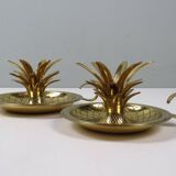 Elegant pineapple candlesticks in lacquered brass 1970-1980