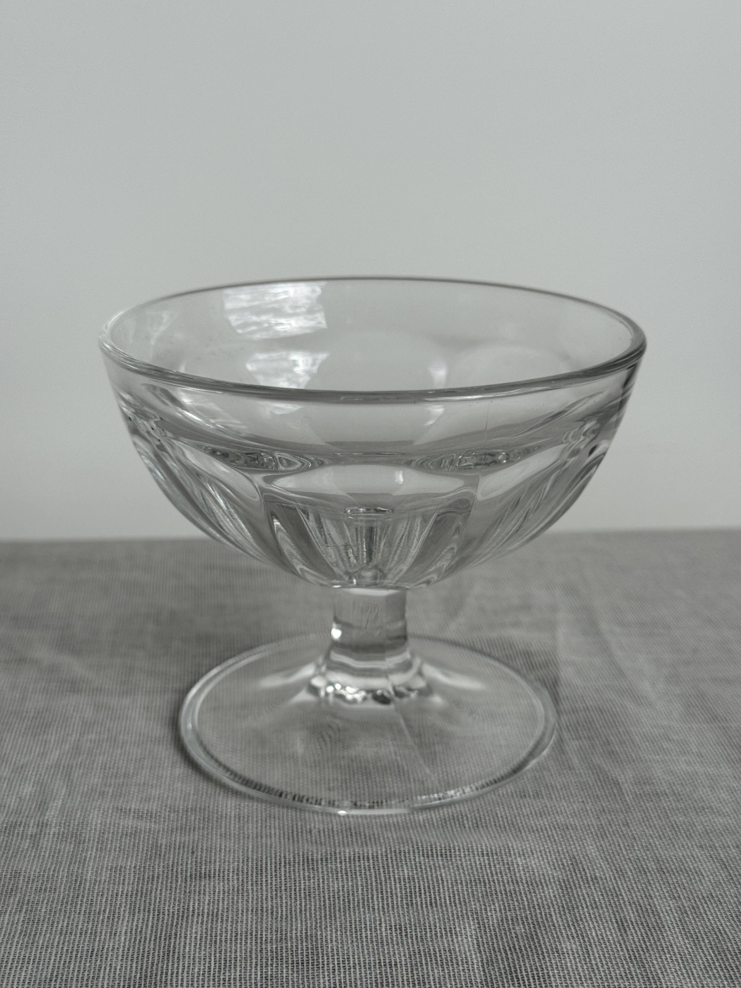Set of 10 small vintage glass ice cream bowls.