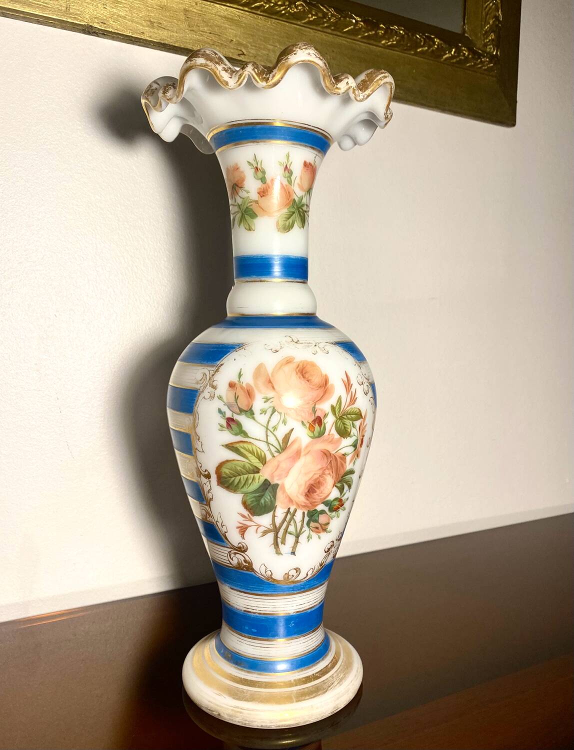 Jean-françois robert baccarat vase opaline peint main