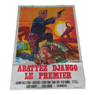 Une affiche cinéma pliée western originale 1971 : Abattez Django le premier