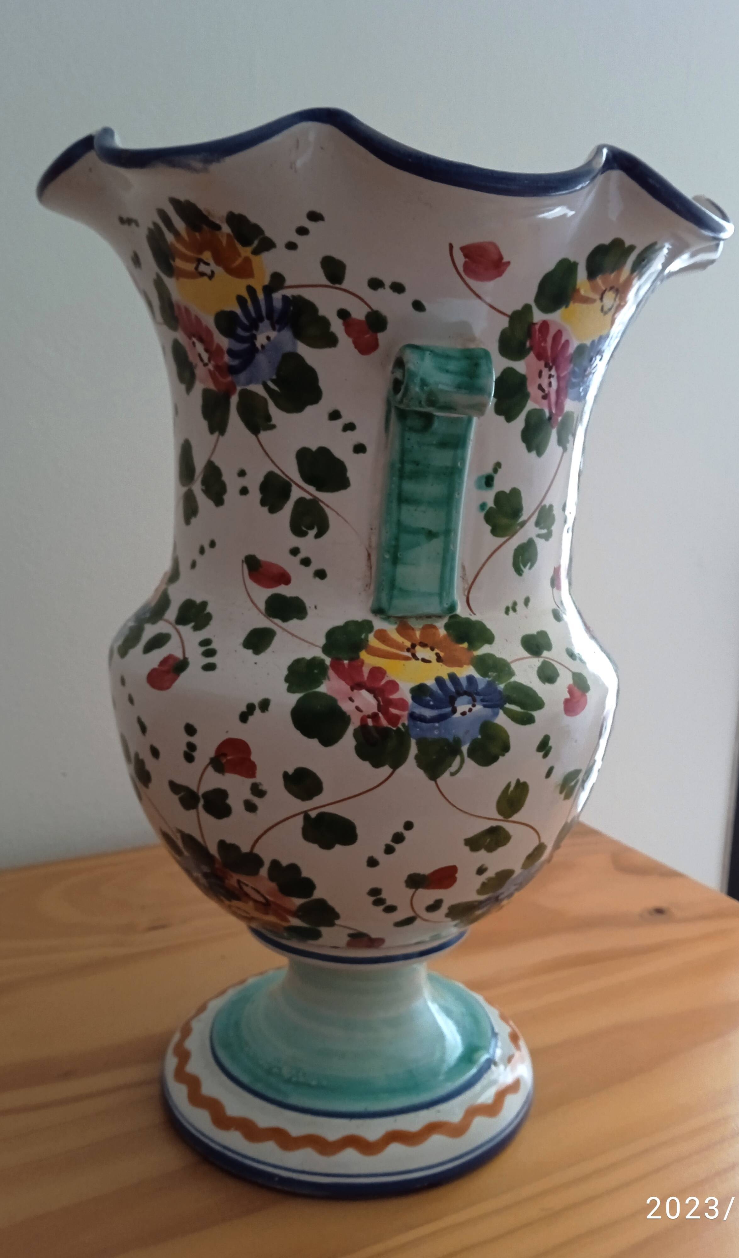 Hand-painted antique ceramic vase