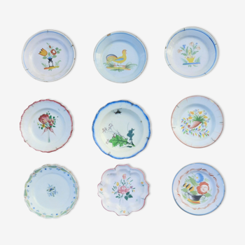 Set of 9 decorative plates certain from the 19th century