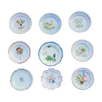 Set of 9 decorative plates certain from the 19th century