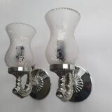 Pair of vintage chrome wall sconces