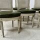 Set of seven Louis XVI style chairs in patinated beech, 20th century.