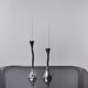 Pair of zigzag candle holders, solid aluminum and polished stone, art3, Spain, 1970