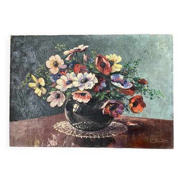 Tableau ancien - Nature morte - Bouquet de renoncules