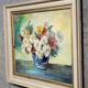 Bournay Rosebush: Oil painting on canvas, still life with flowers