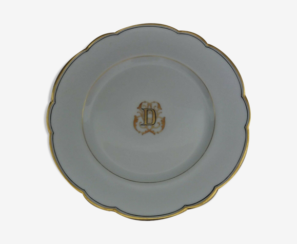 Plat à entremet en porcelaine de Paris vieux Paris monogramme doré XIXème |  Selency