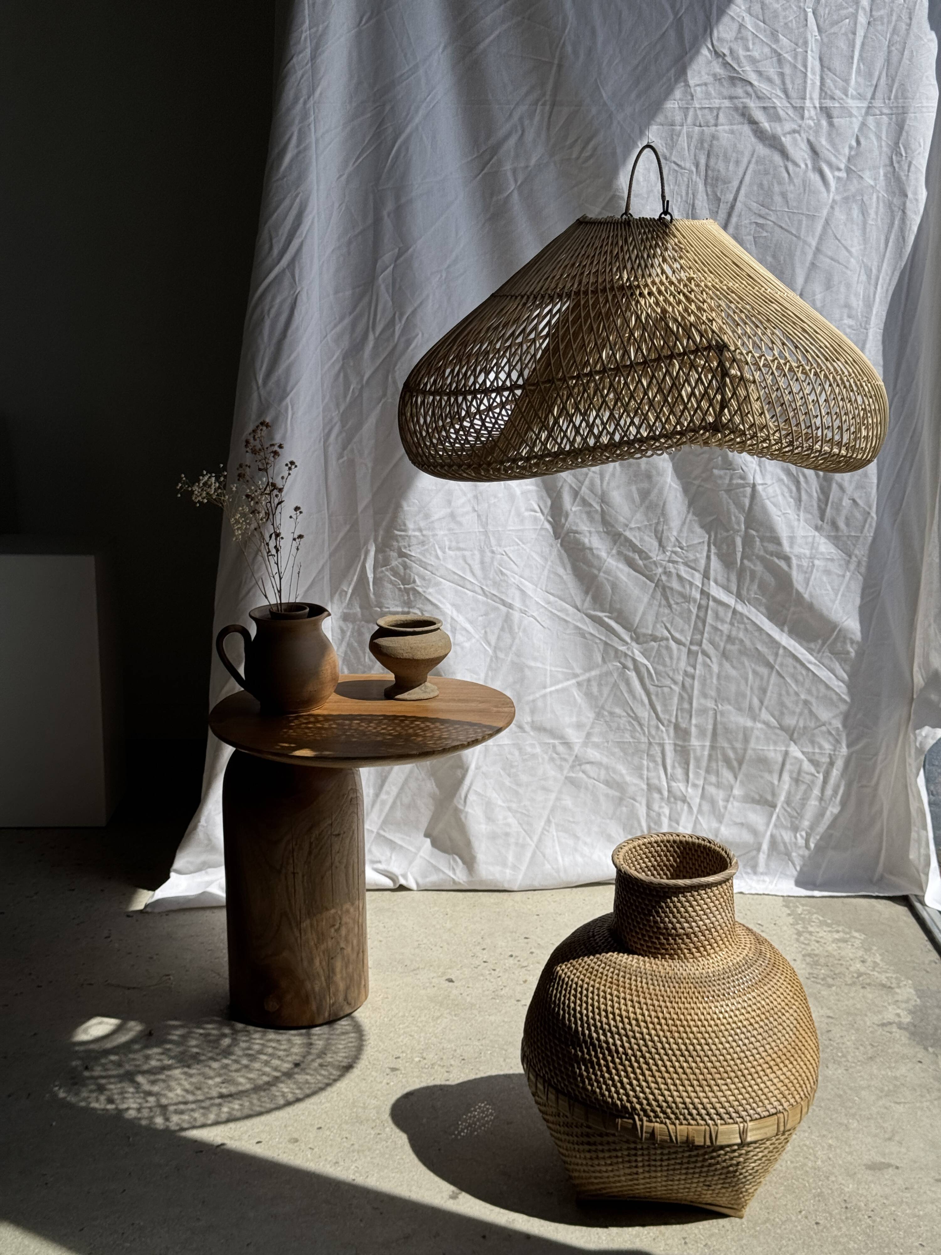 Suspension or rattan lampshade in the shape of a cloud or flattened bubble D60 H35