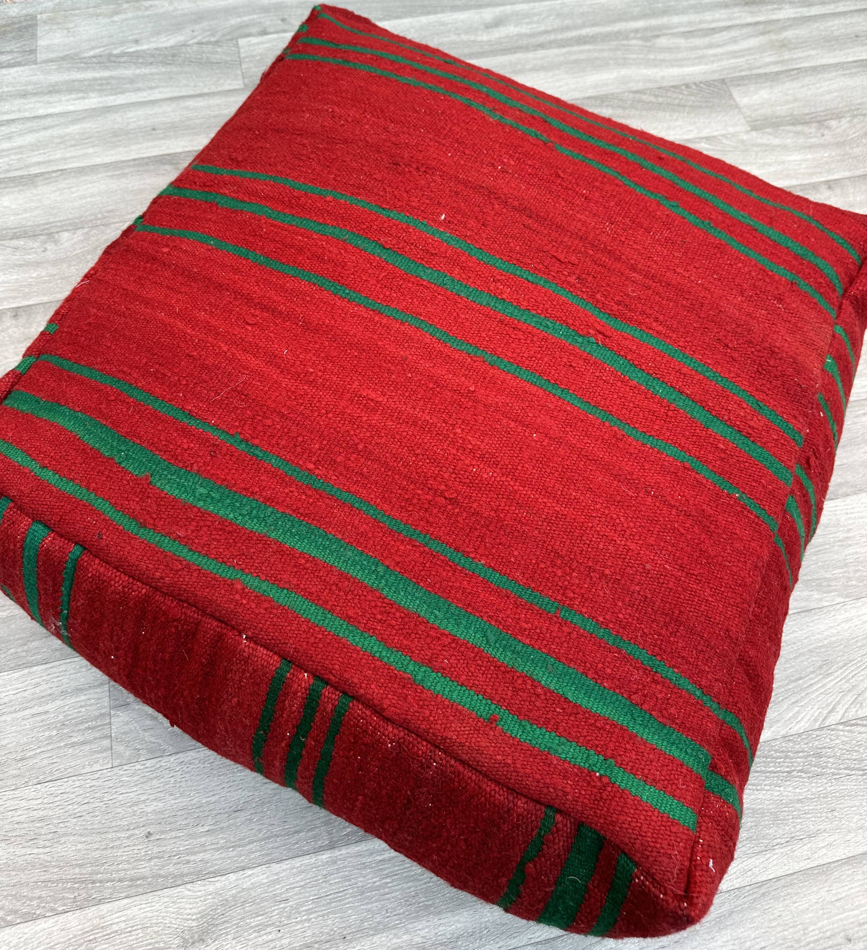 Moroccan Ottoman Pouf - Berber Cushion Cover - Decorative Cushions - Red Moroccan Cushion
