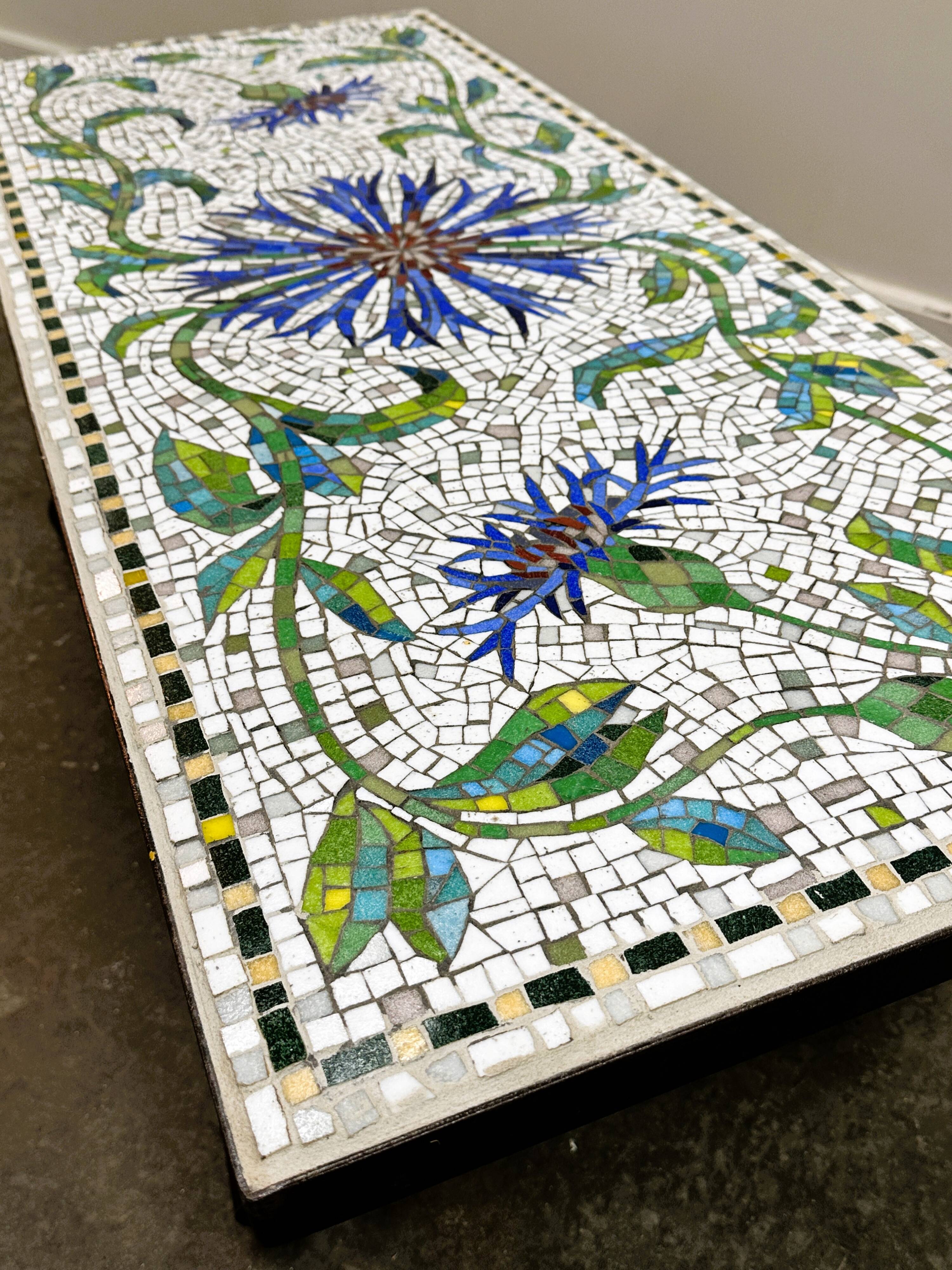 Amazing Wrought Iron Handmade Mosaic Coffee Table - France 1960's