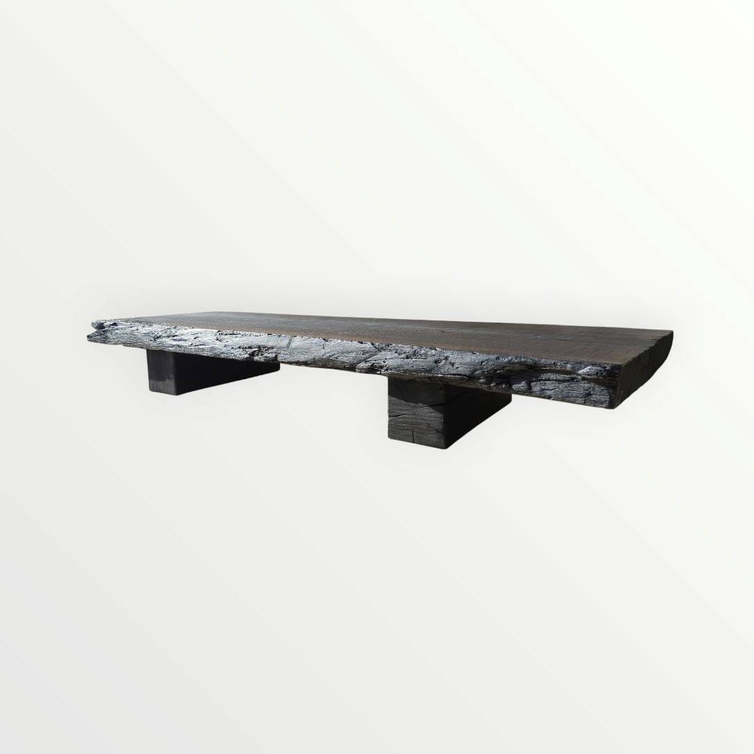 Wabi sabi burnt wood coffee table