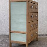 Art deco chest of drawers raw wood and khaki