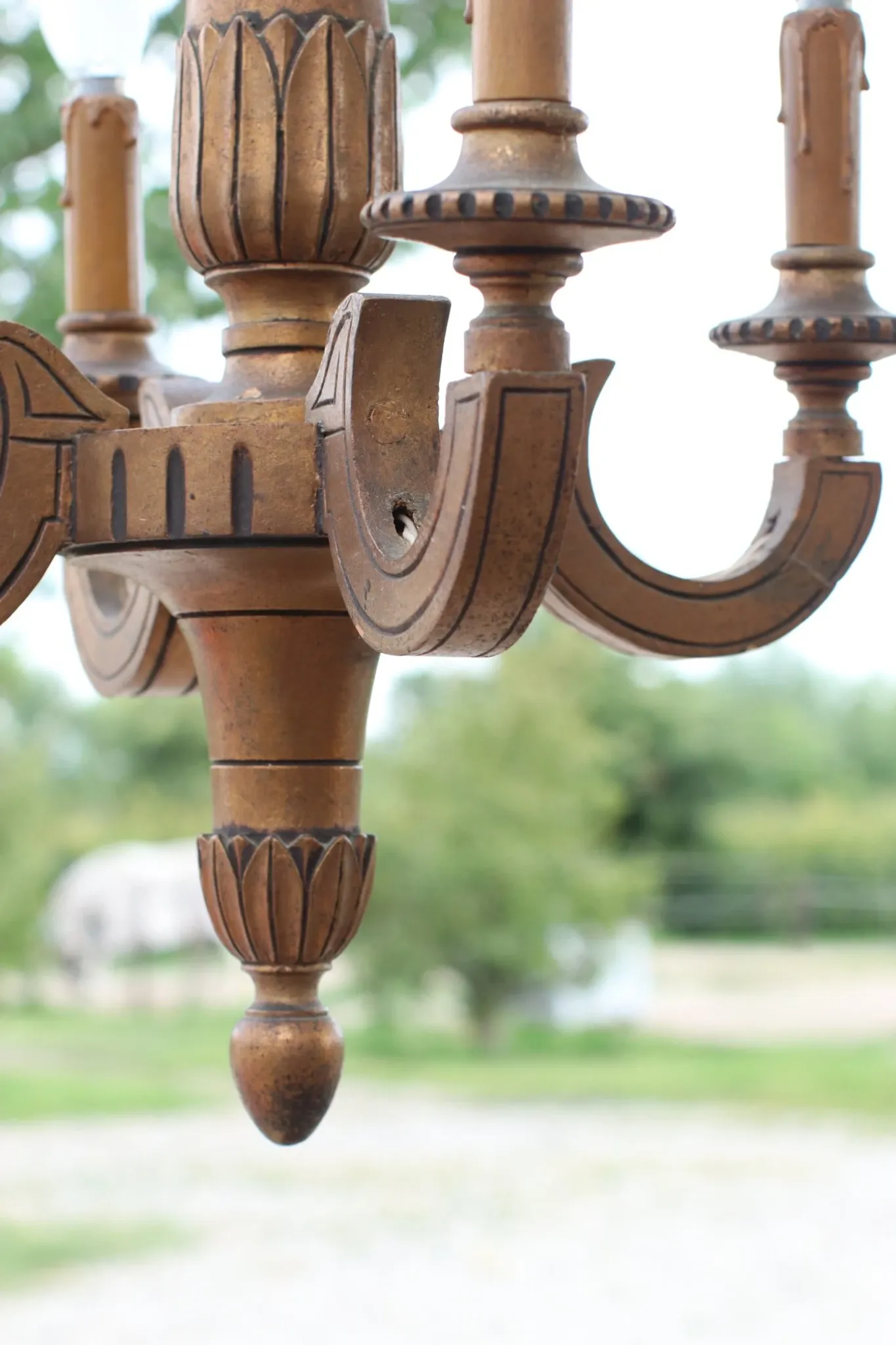 French neoclassical carved wood chandelier – circa 1950