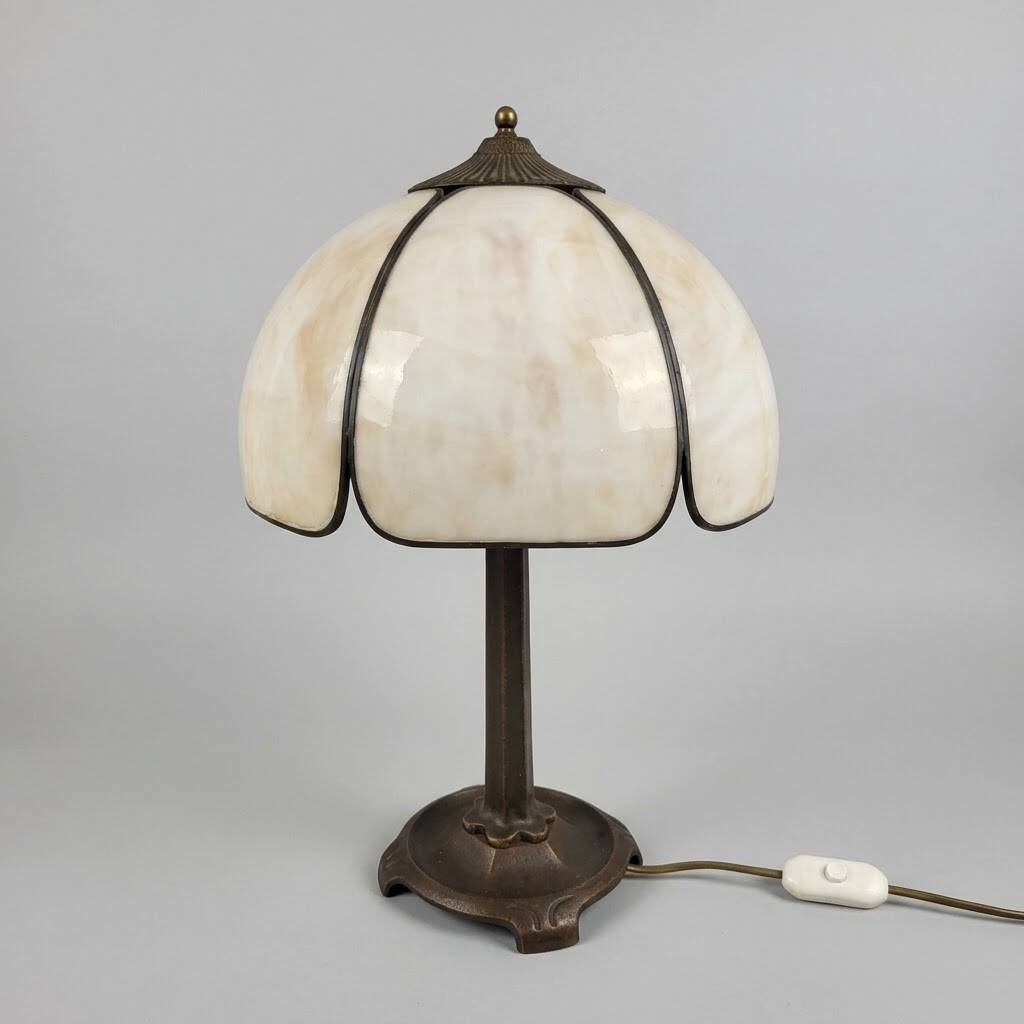 Art Deco mushroom lamp, Tiffany by Honsel Leuchten, 1970