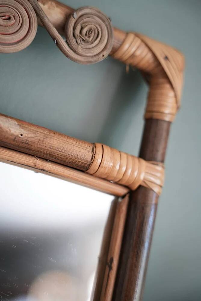 Antique rattan mirror