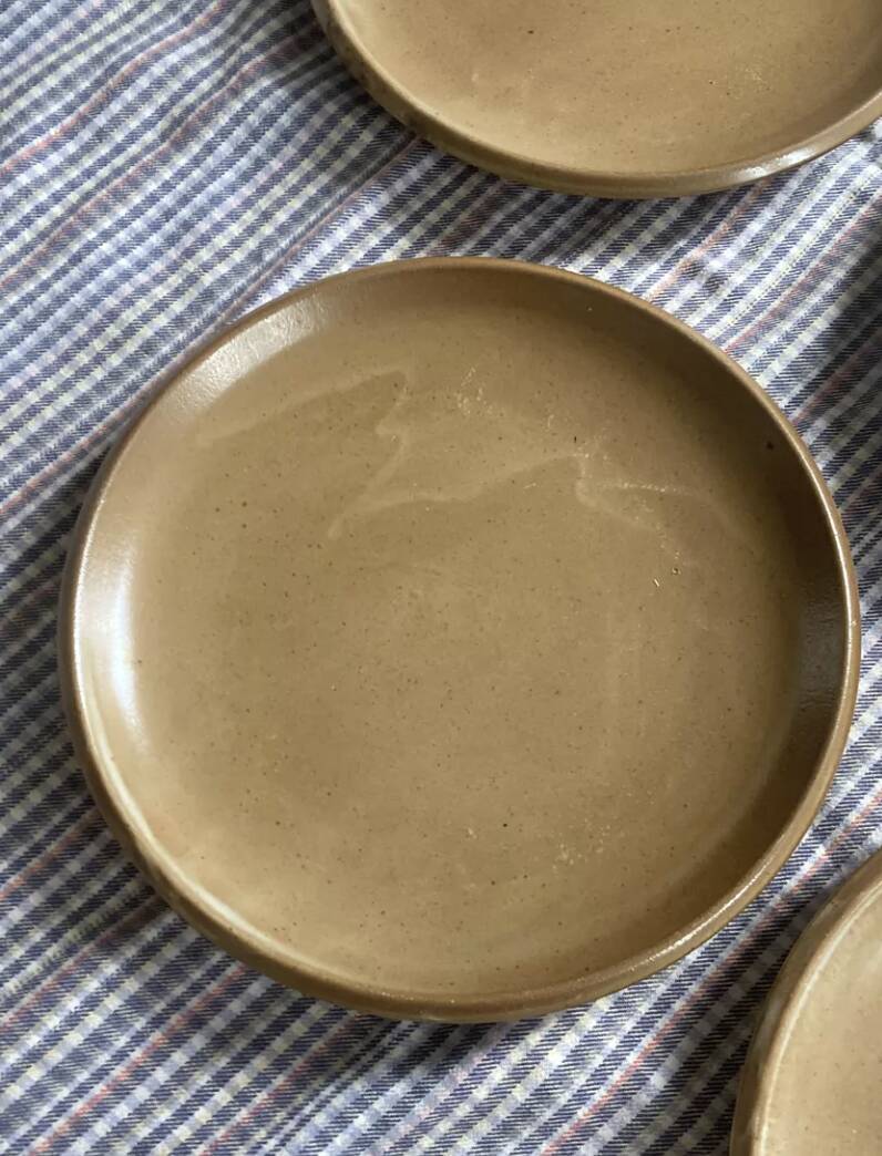 8 beige Berne stoneware plates wabi sabi
