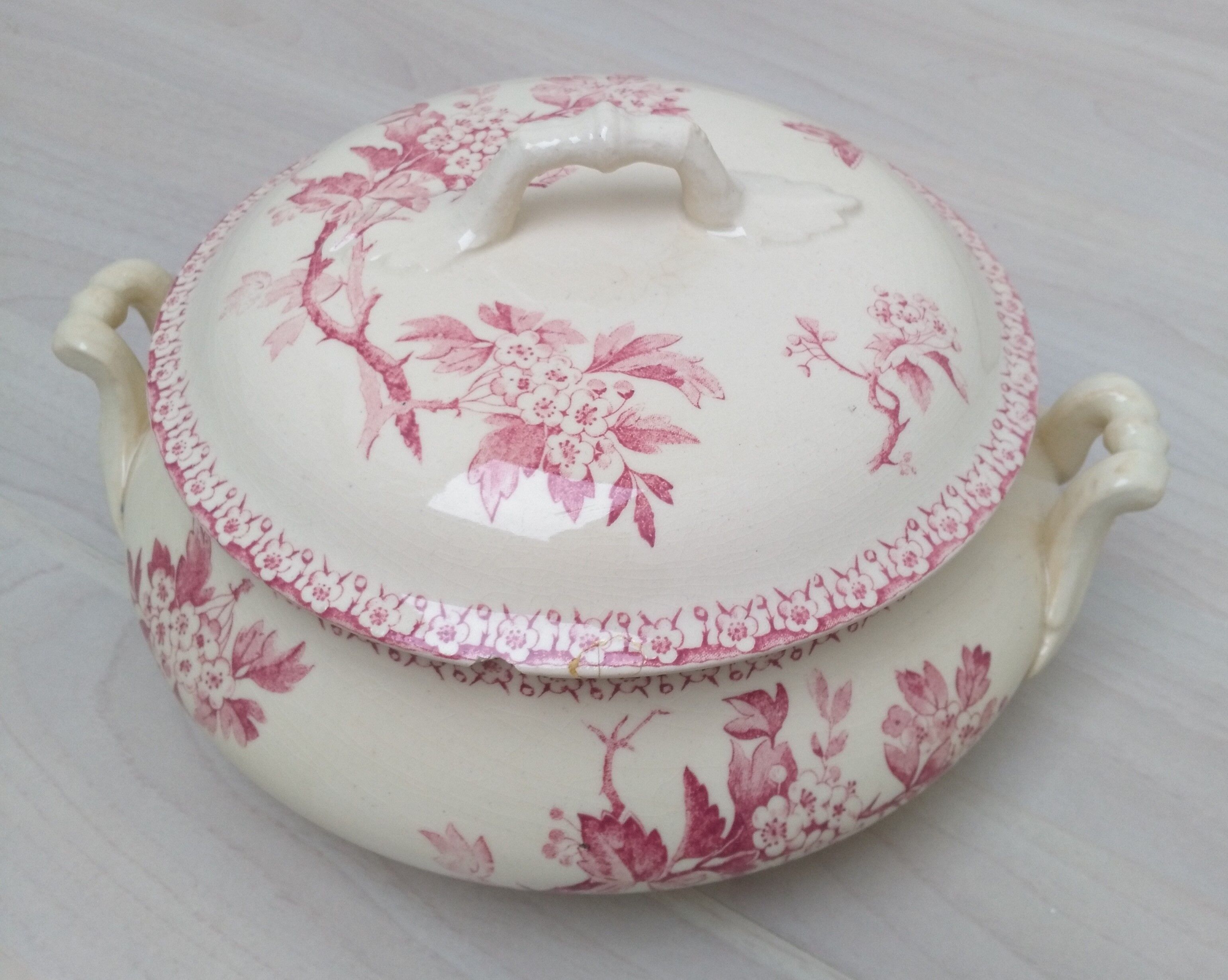 Iron earth tureen from Gien model Pink Hawthorn