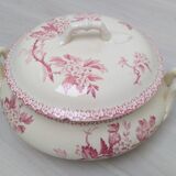 Soupière en terre de fer de Gien modèle Aubépine rose