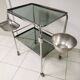 Desserte Médicale , Inox et verre fumé , Table de médecin design vintage 70's