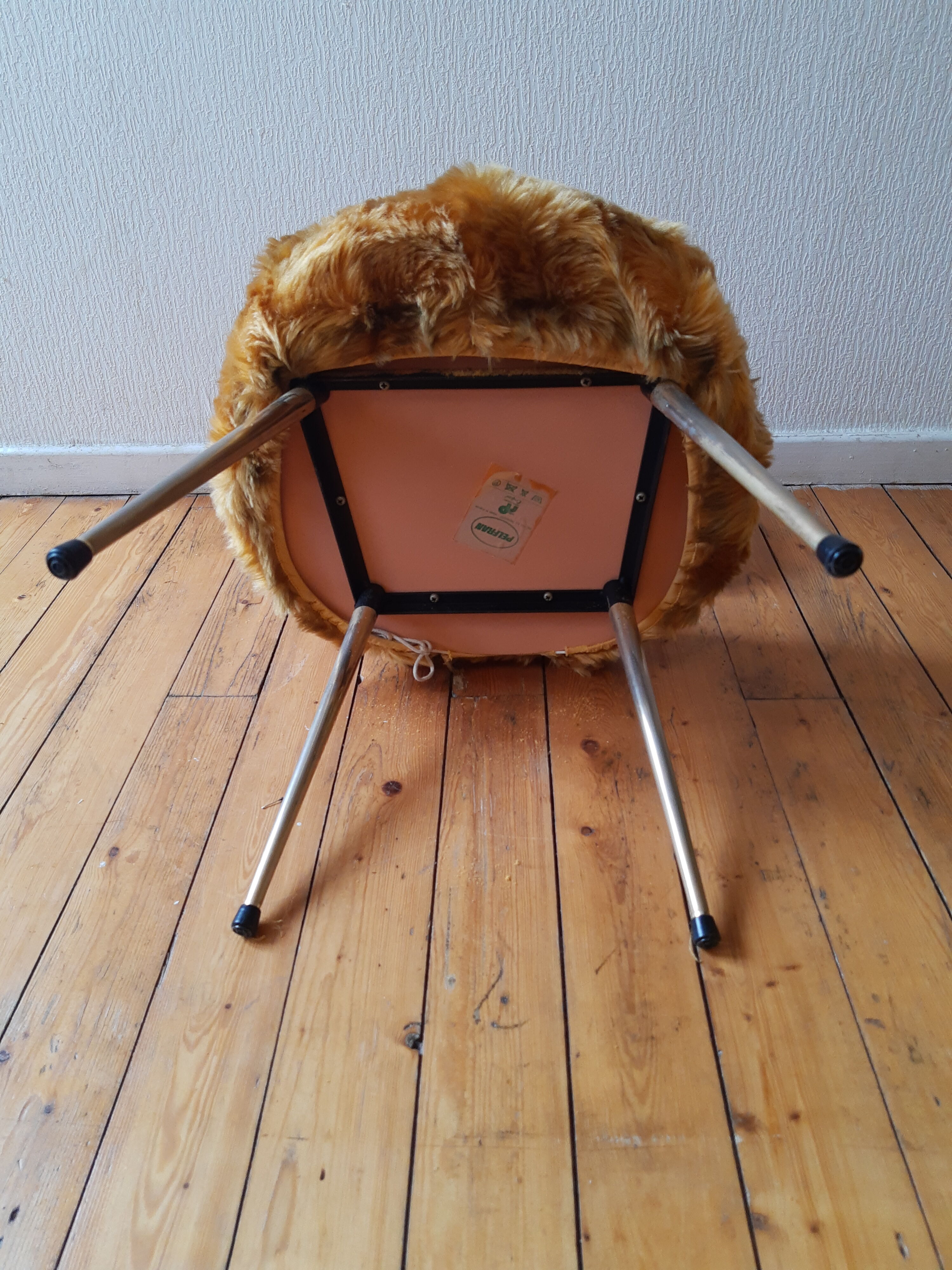Vintage Moumoute Chair Pelfran Mustard Yellow