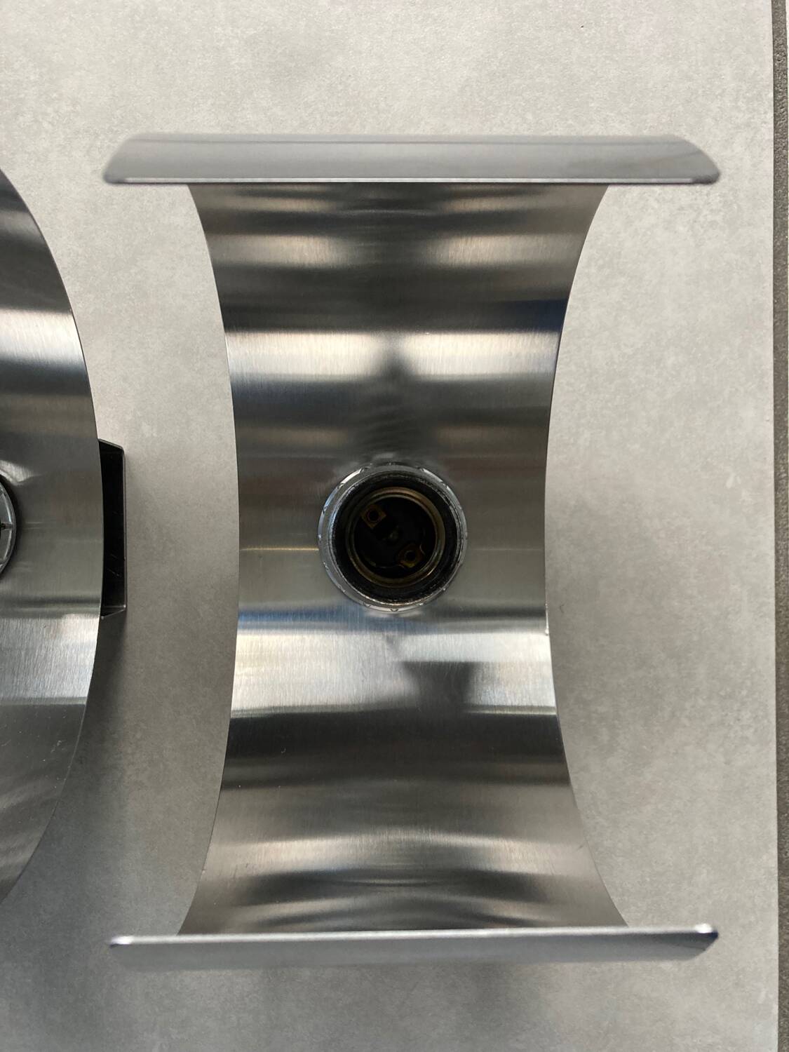 Pair of Space Age brushed metal wall lights