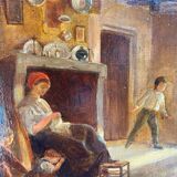 Interior scene signed 19th century