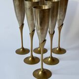 Set de 6 flûtes de champagne en laiton, 1970