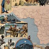 Old illustrated map of Central Africa from 1948 - JP Pinchon