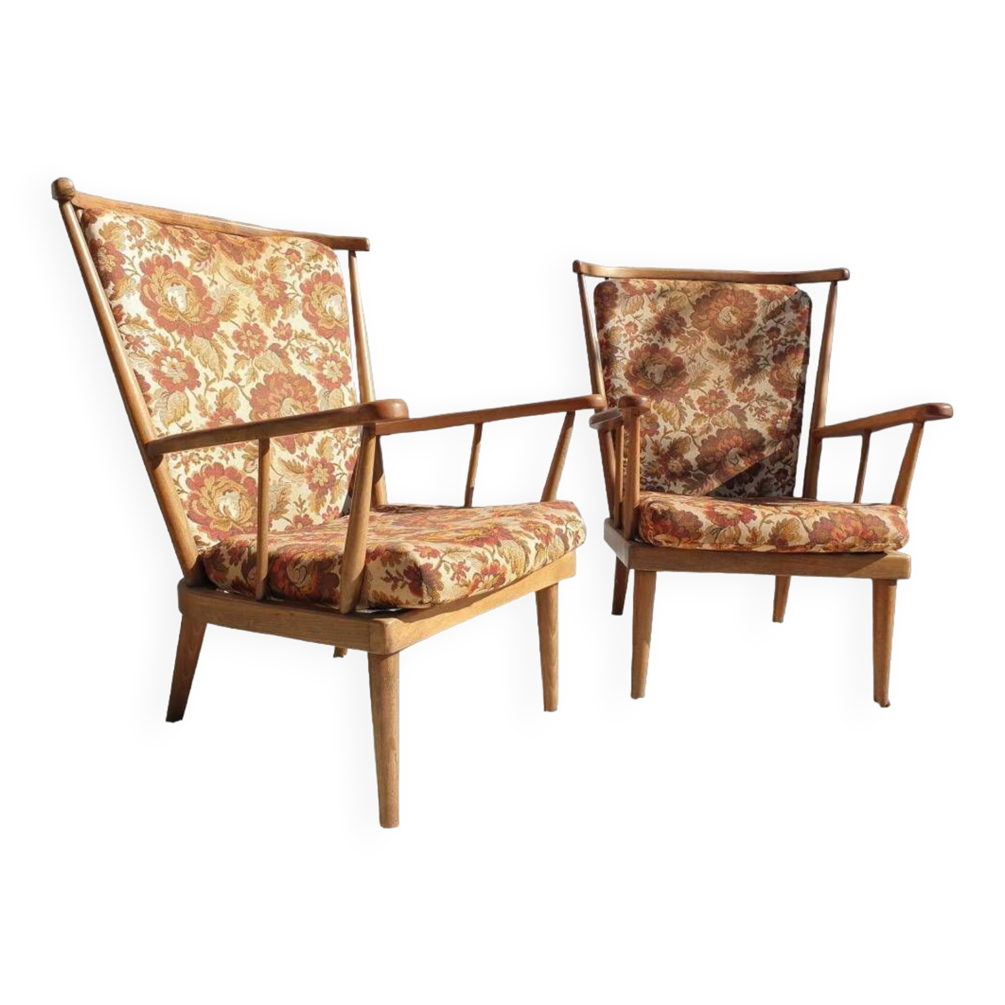 Paire fauteuils éventail esprit scandinave Baumann