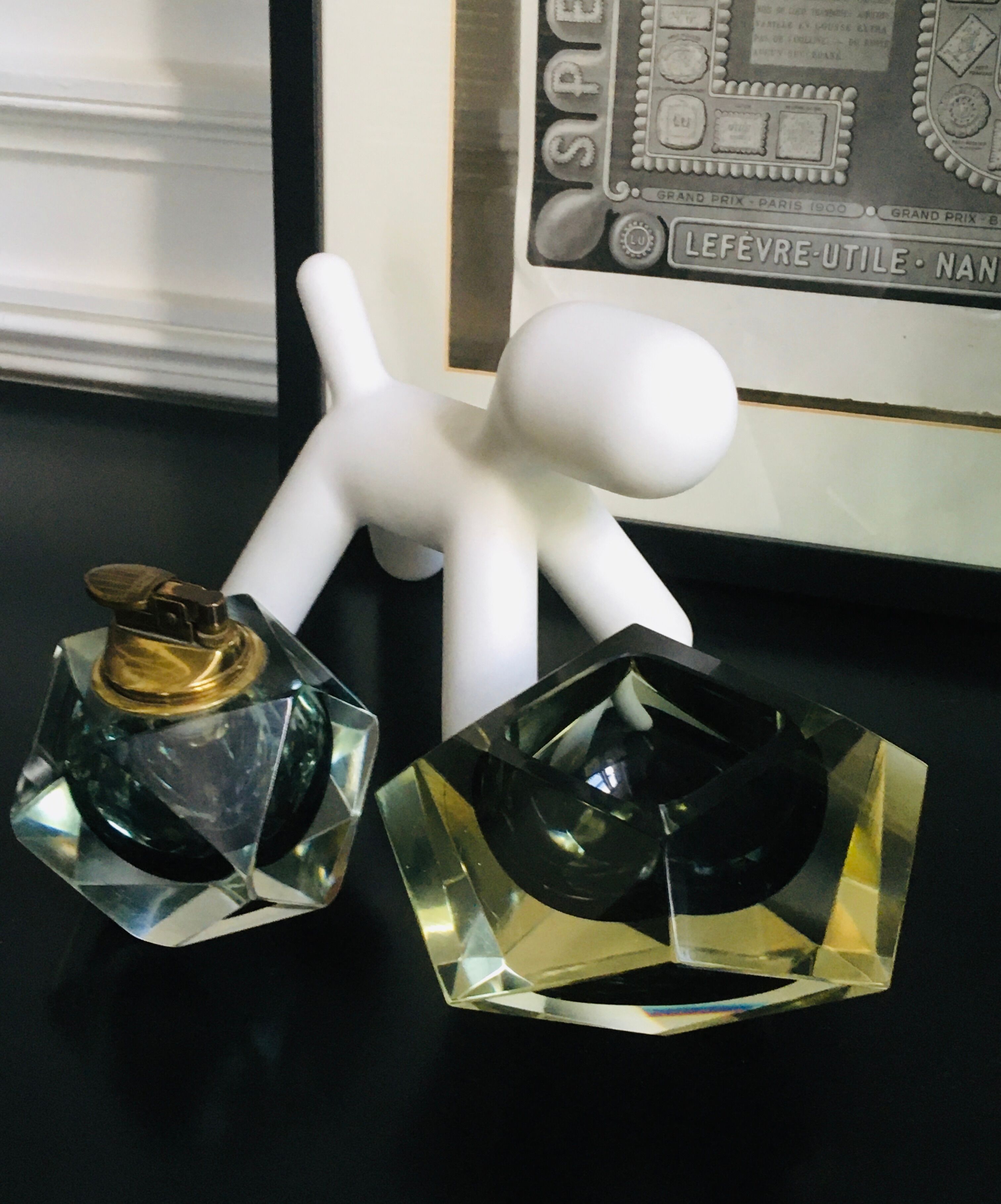 Murano Falvio Poli 1960s ashtray and lighter