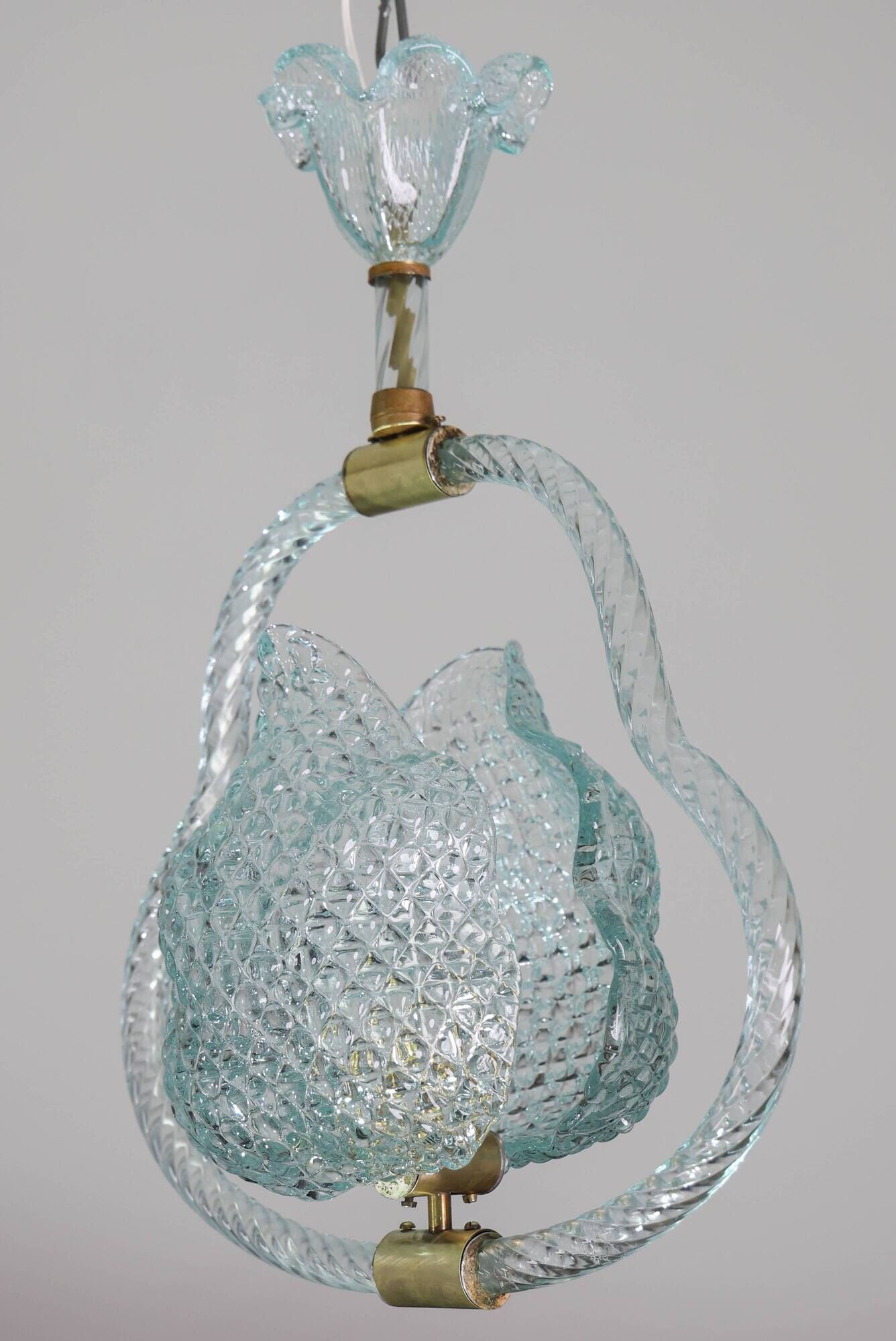 Charming Light Blu Murano Glass Chandelier by Barovier e Toso, 1950s