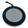 Miroir rond vintage en velours bleu et doré
