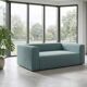 Rectangular blue velvet sofa