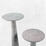 Pair of sellettes Giusti and Di Rosa in travertine, editions of the Centre Pompidou