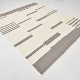 7x9 Cream Gray Handmade Comtemporary Kilim Rug, 225x276Cm