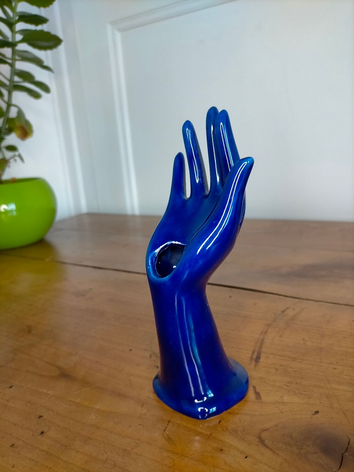 Hand navy blue ceramic vase