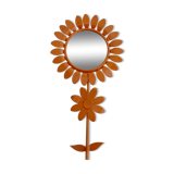 Large 1970s "flower" mirror in orange metal
