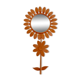 Grand miroir "fleur" 1970 en métal orange