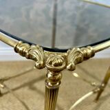 Small side table with a smoked glass top, Hollywood Regency.