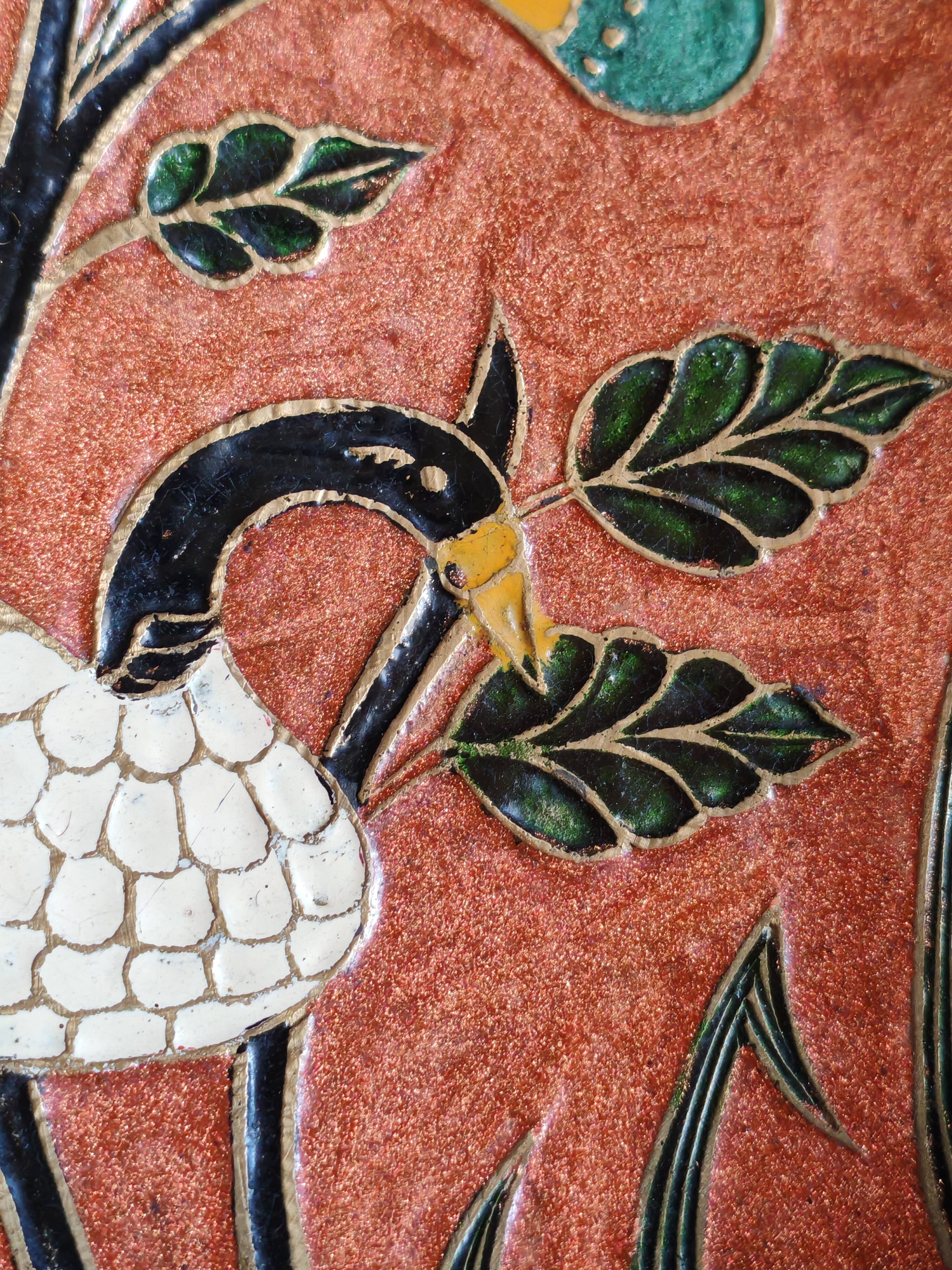 Assiette cloisonnée en laiton émaillé - India