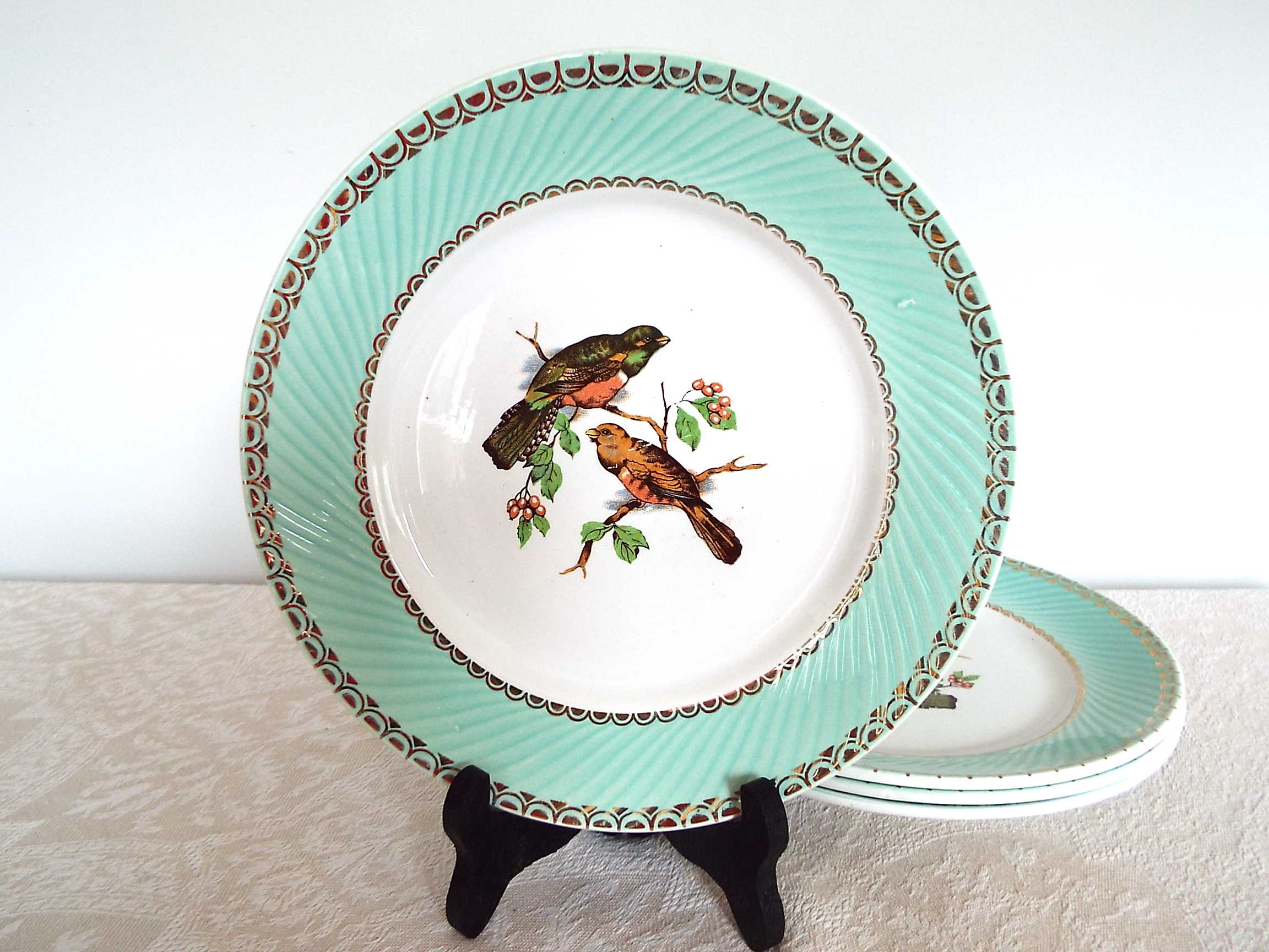 4 flat plates Birds