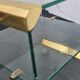 Vintage glass sidetable on wheels