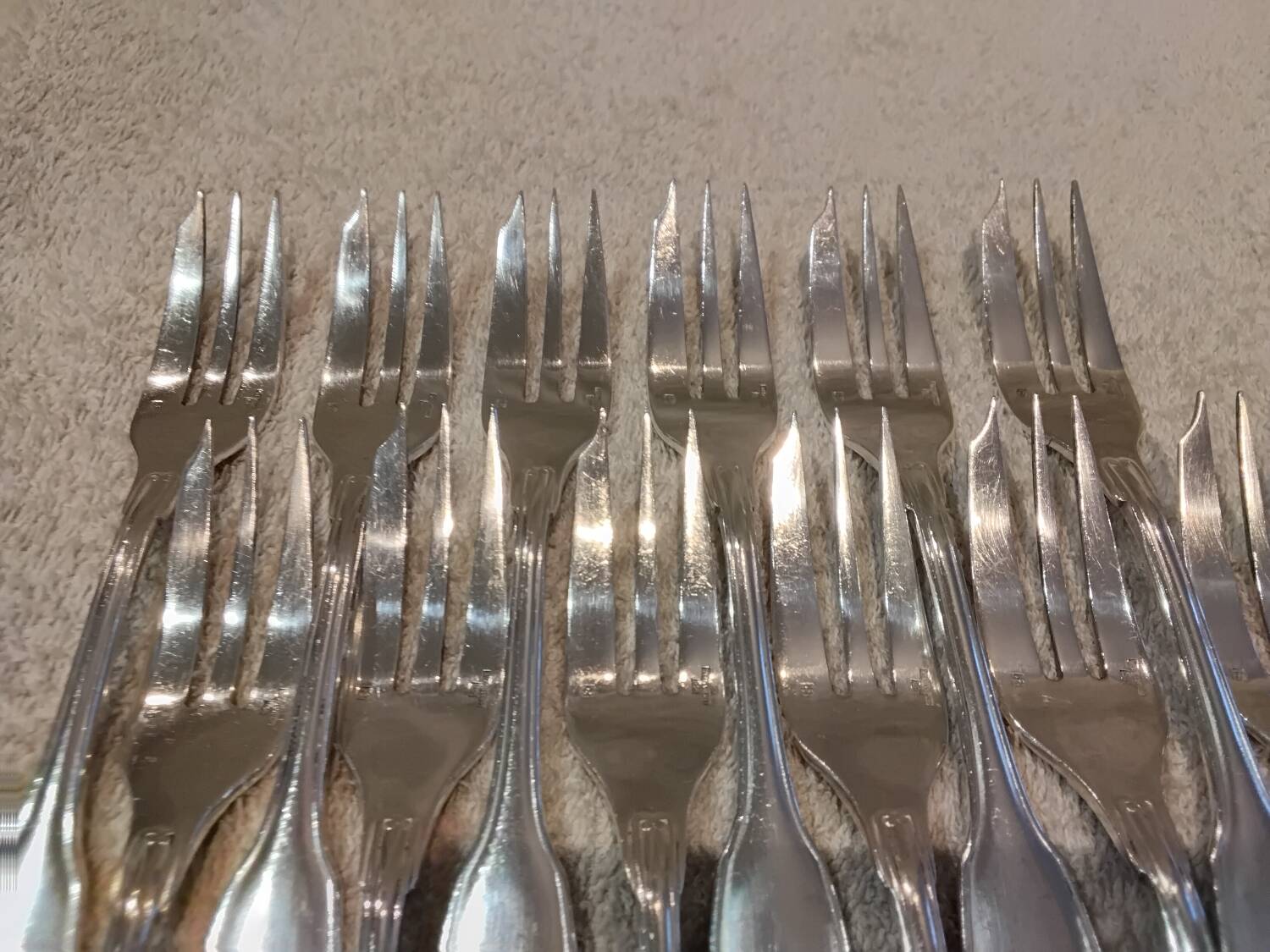 12 silver-plated metal cake forks by Christofle Vendôme 15.2