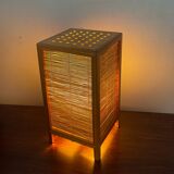 Vintage wooden and wicker lamp