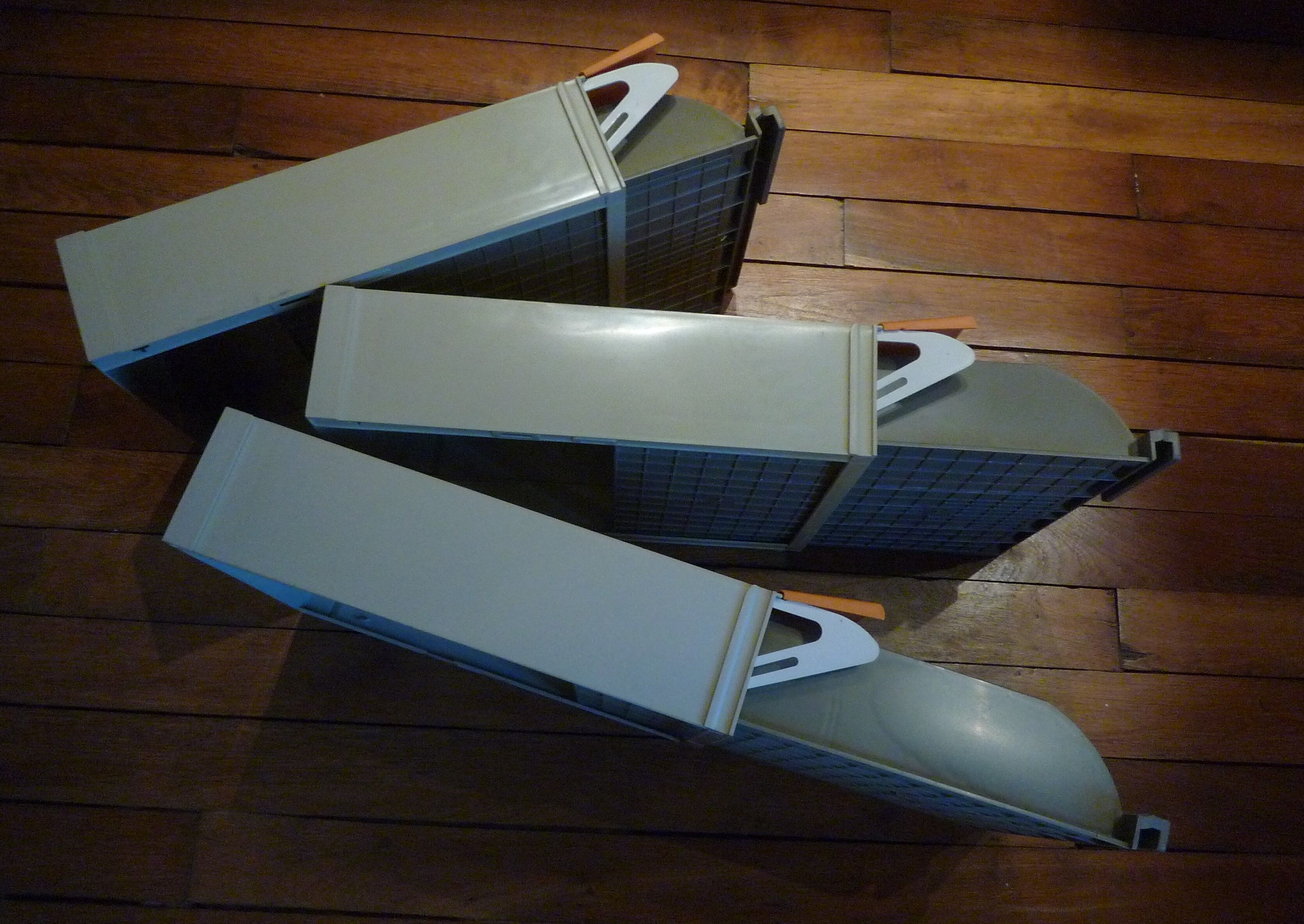 Trieurs, racks à courrier modulaire, 3 tiroirs, orange et gris, vintage 70s