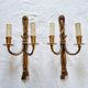 Pair of French wall sconces in bronze, Louis XVI style, with cord.